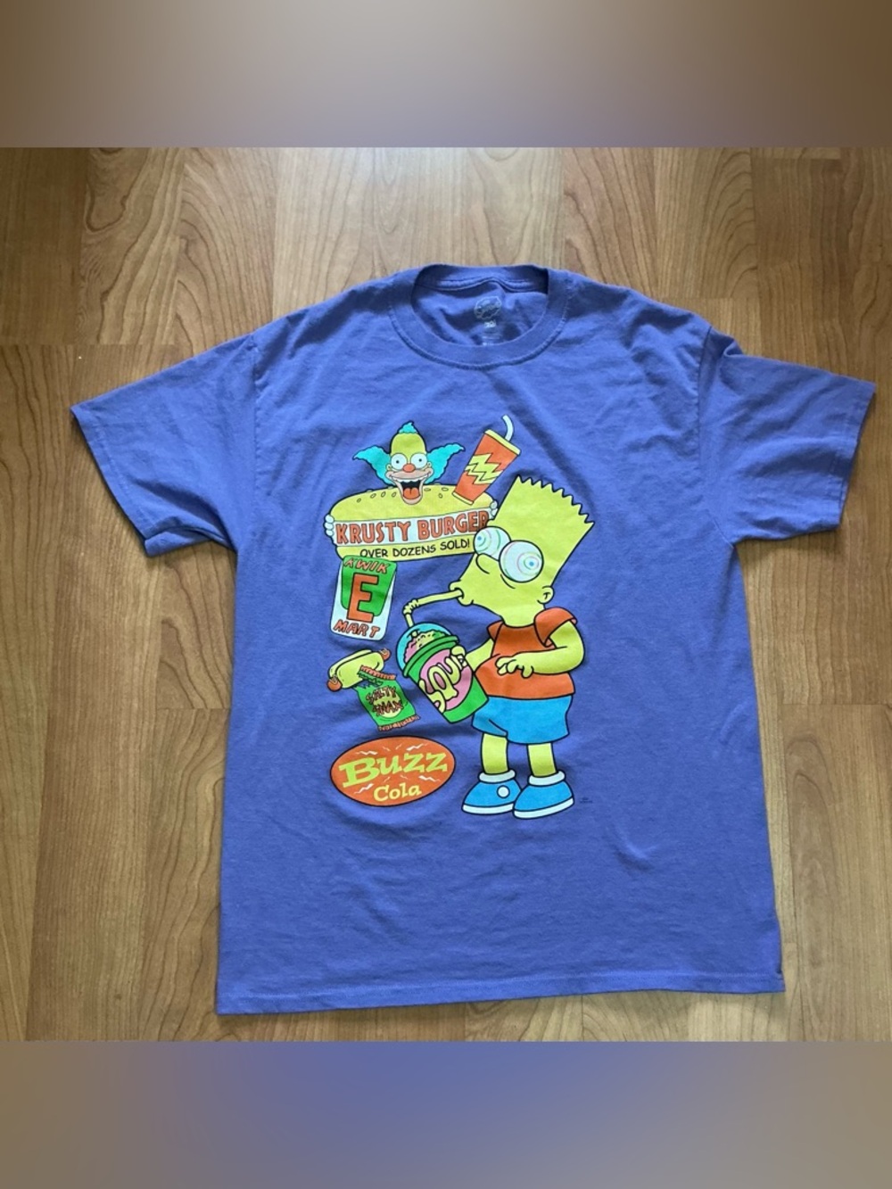 The Simpsons Bart Krusty Burger & Buzz Cola Graphic Tee - Purple